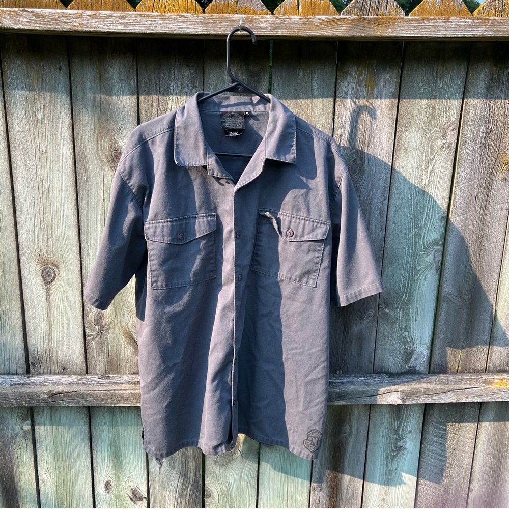 Harley-Davidson Mechanic Shirt Men’s XL Gray Button Up Biker Garage Workwear